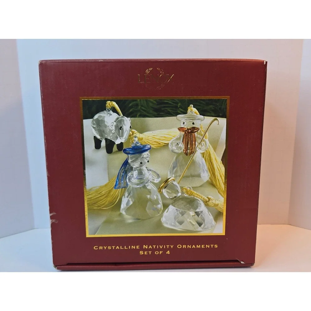 Lenox Crystalline Nativity Ornaments Set of 4 Glass Figurines Clear 792691 Boxed
